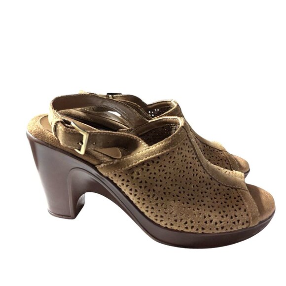 Vintage Merona Ankle Strap Taupe Suede Leather Open Toe Sandal Shoes Size 7.5 - Picture 1 of 6